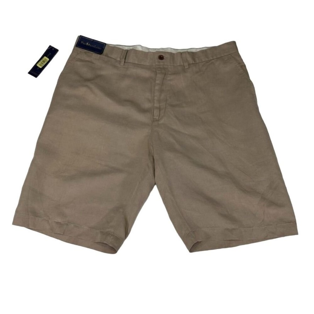 Ralph Lauren POLO Shorts Tan Linen Preston Fit Mens Size 35